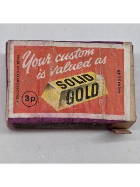 Vintage Czechoslovakian Solid Gold Matchbox Decorative Collectible Purple & Red